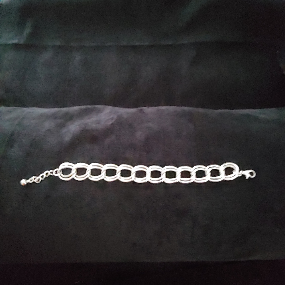 Silvertone Double Link Bracelet - image 2